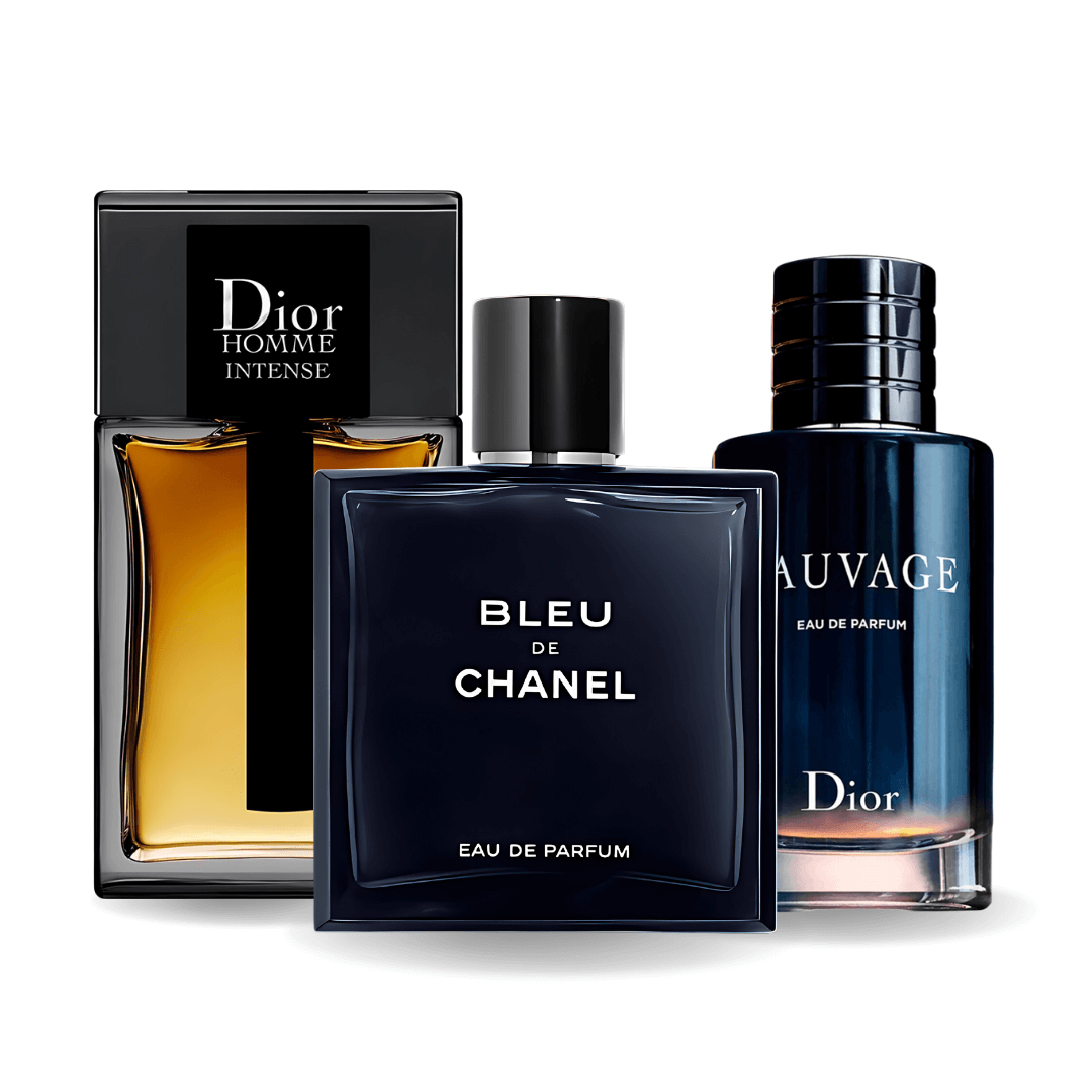 KIT: SAUVAGE DIOR, BLEU DE CHANEL, DIOR HOMME INTENSE