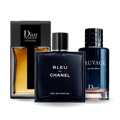 KIT: SAUVAGE DIOR, BLEU DE CHANEL, DIOR HOMME INTENSE