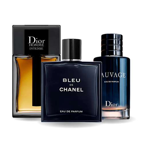 KIT: SAUVAGE DIOR, BLEU DE CHANEL, DIOR HOMME INTENSE