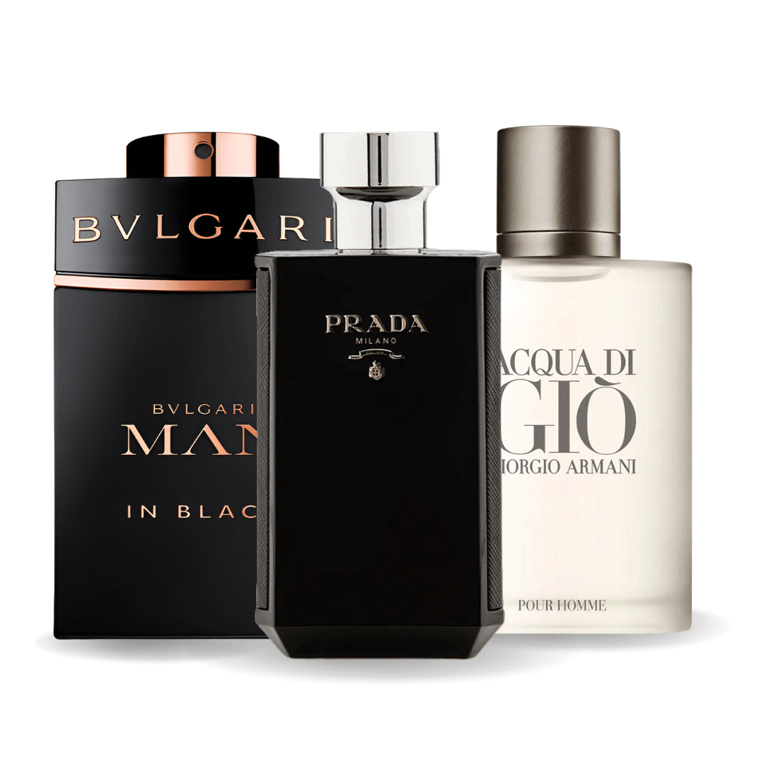 KIT: BVLGARI IN BLACK, GIORGIO ARMANI ACQUA DI GIO, L'HOMME PRADA INTENSE