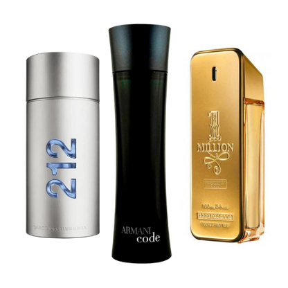KIT: 212 MEN NYC, PACO RABANNE ONE MILLION, ARMANI CODE HOMME